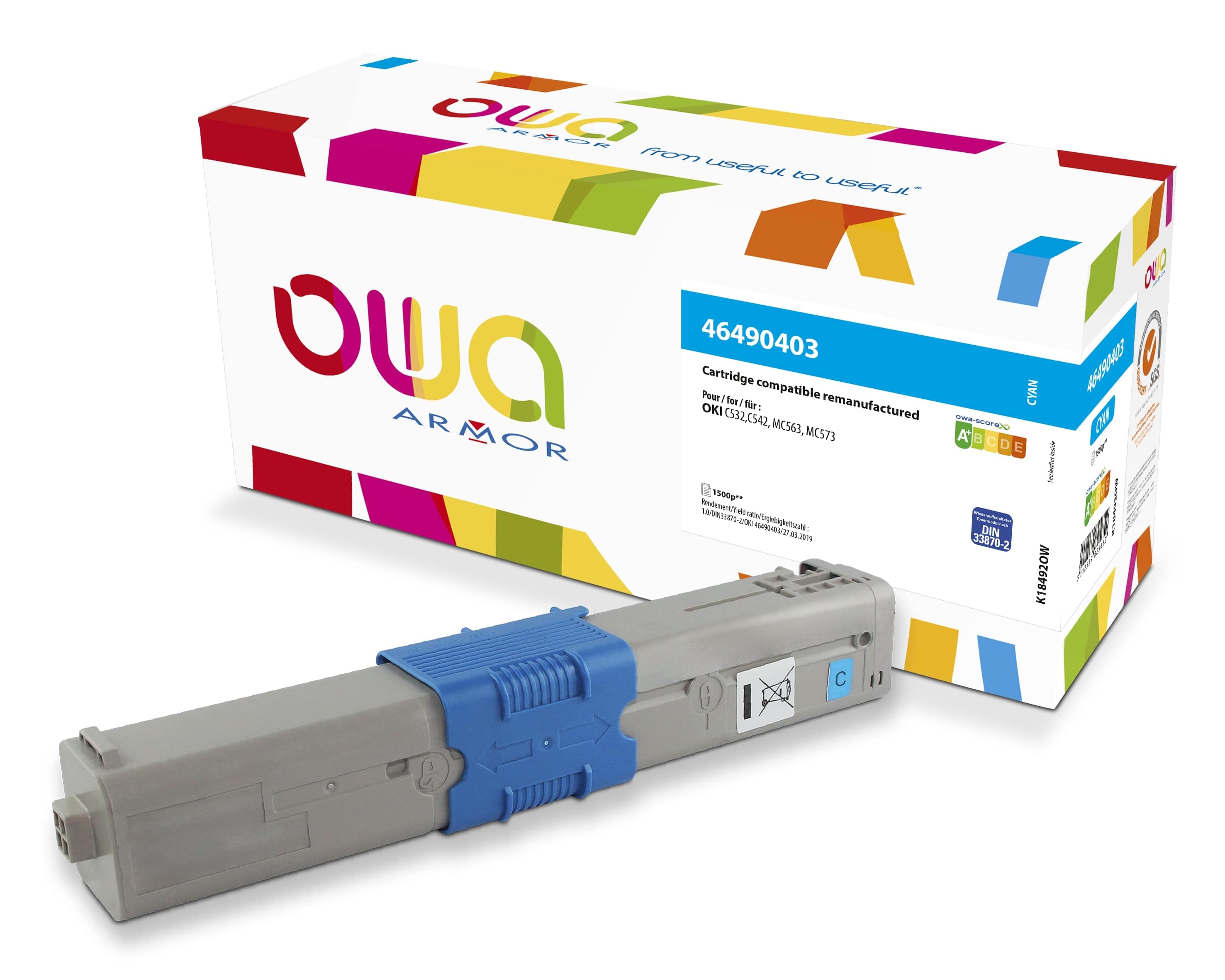 OWA Armor toner kompatibilní s OKI 46490403, 1500st, modrá