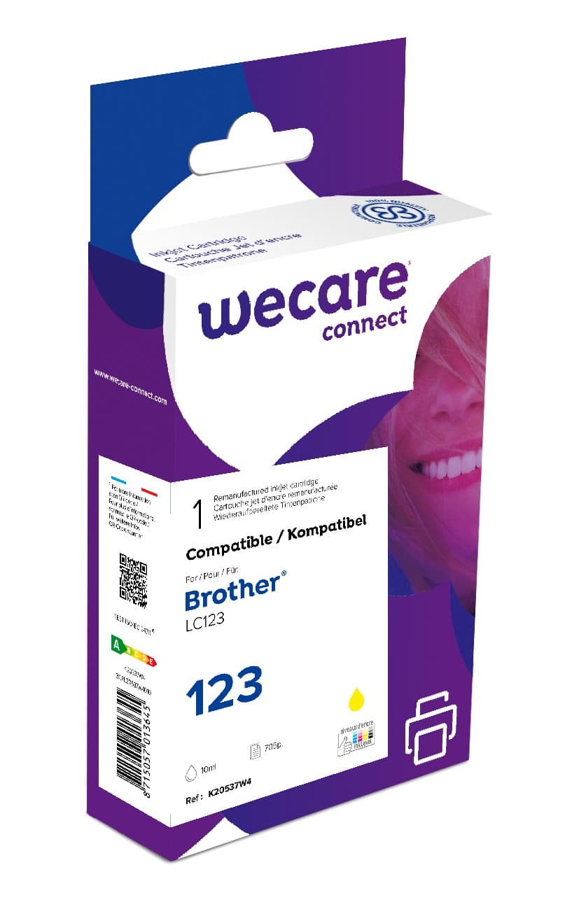 WECARE ARMOR ink kompatibilní s BROTHER LC-123Y, žlutá yellow