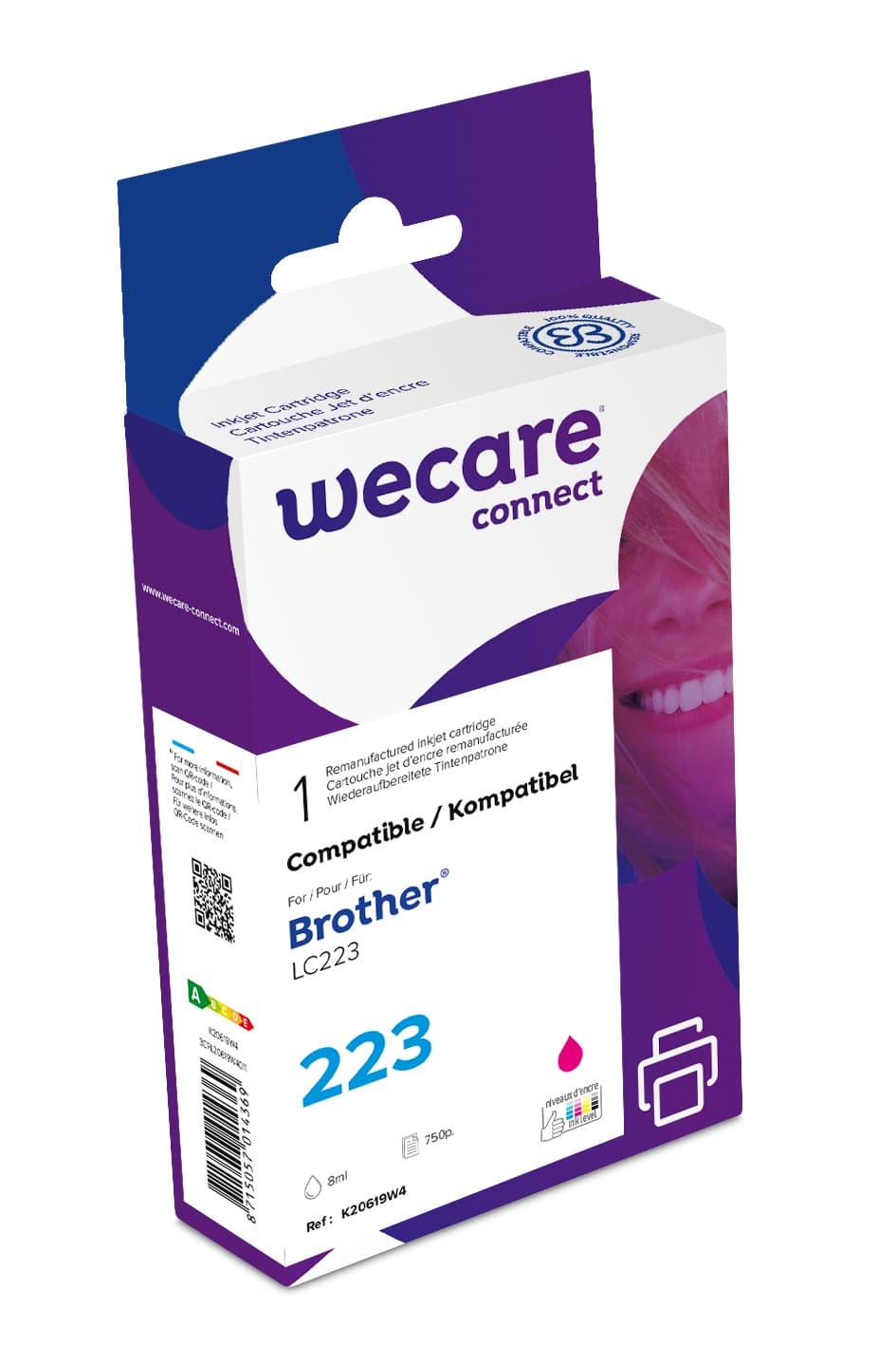 WECARE ARMOR ink kompatibilní s BROTHER LC-223M, červená magenta