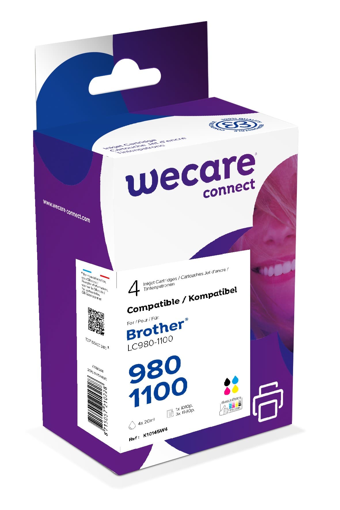 WECARE ARMOR ink kompatibilní s BROTHER LC-980 1100,černá CMY