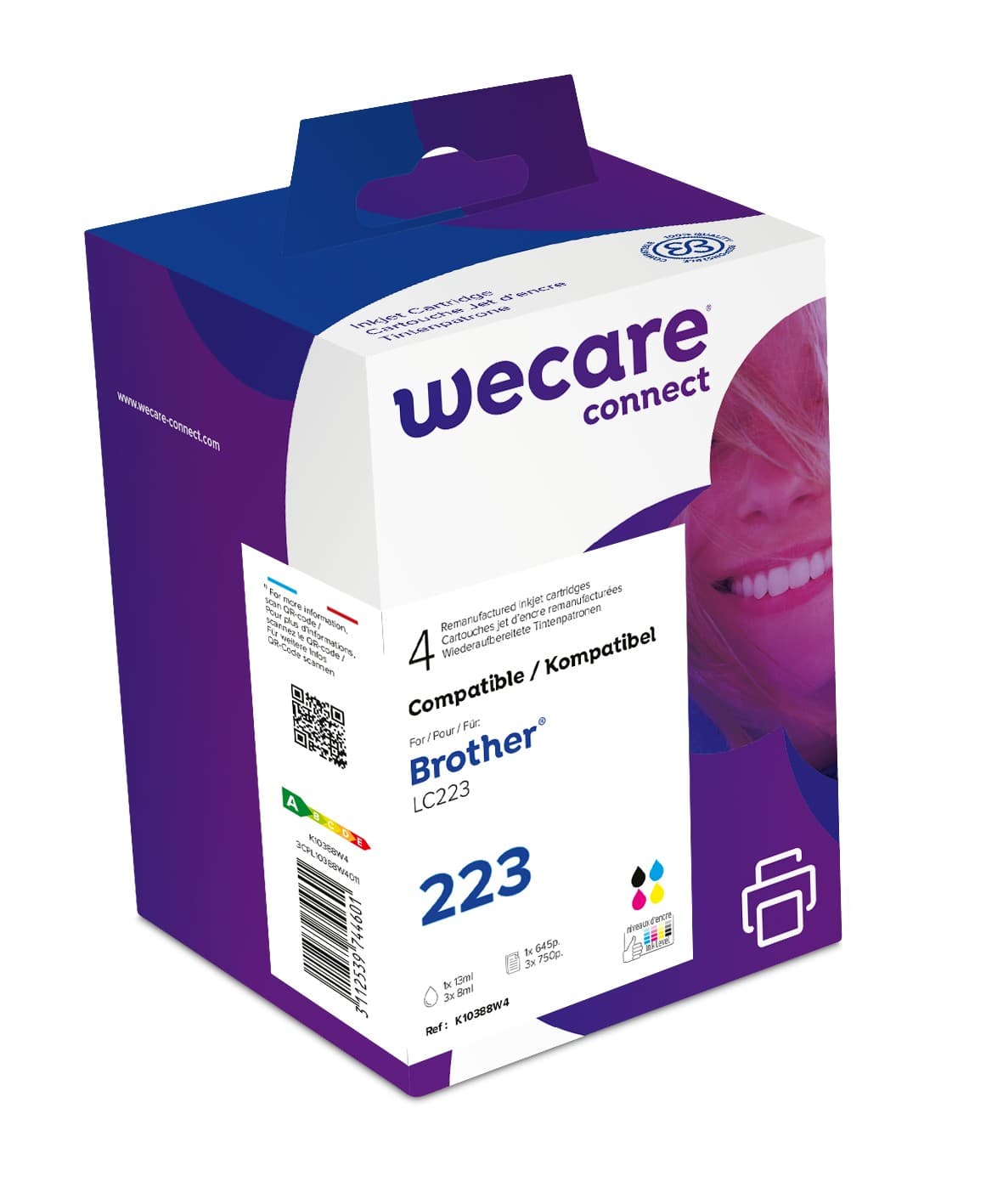 WECARE ARMOR ink sada kompatibilní s BROTHER LC-223 VAL BP, černá