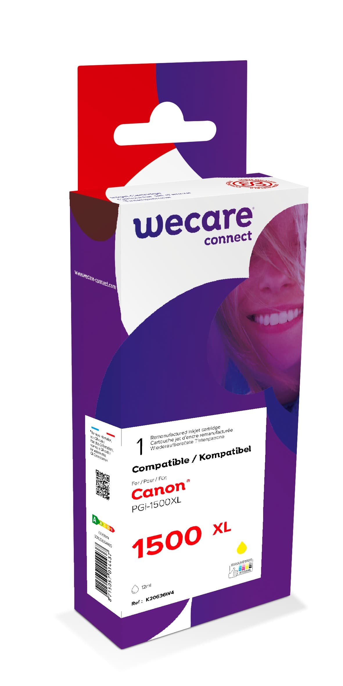 WECARE ARMOR ink kompatibilní s CANON PGi-1500XLY, žlutá yellow
