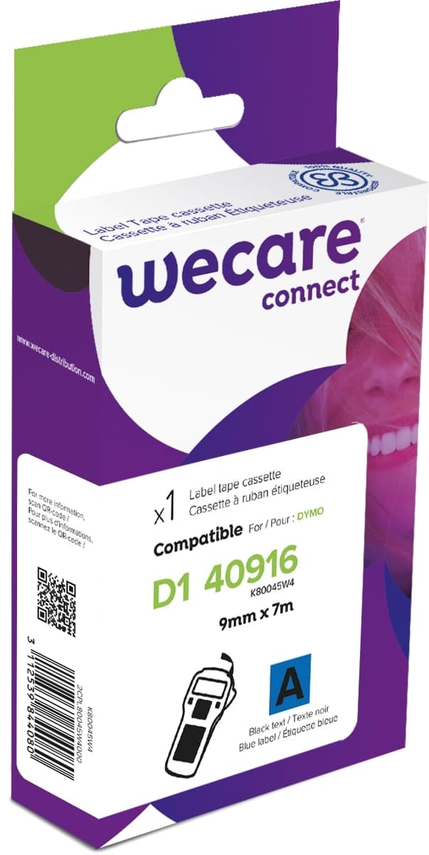 WECARE ARMOR páska kompatibilní s DYMO S0720710,Black Blue,9MM*7M