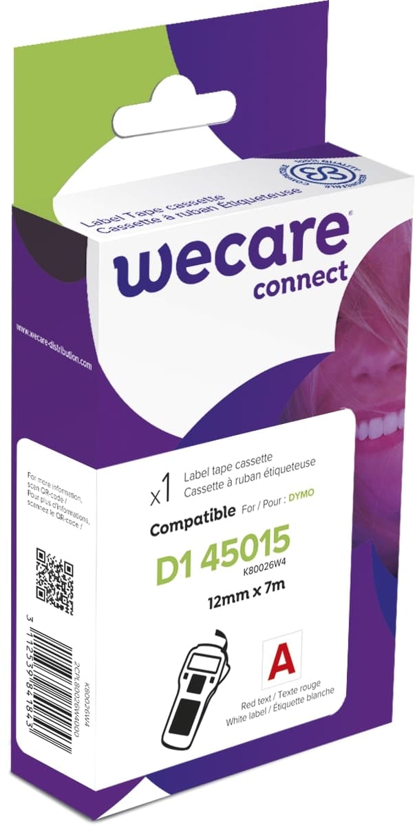 WECARE ARMOR páska kompatibilní s DYMO S0720550,Red White,12MM*7M