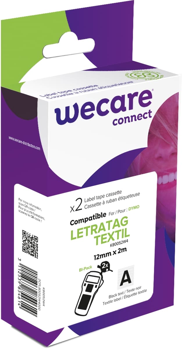WECARE ARMOR páska 2ks nažehlovací kompatibilní s DYMO S0718850,Black White,12MM*2M