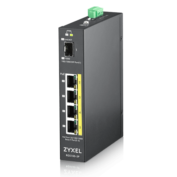 Zyxel 4xGb+1xSFP POE IP30 DIN 120W RGS100-5P