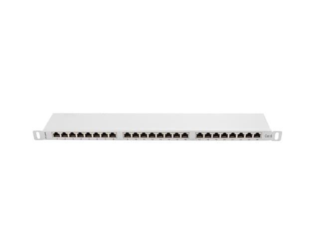 LANBERG PATCH PANEL 24 PORTŮ 0,5U 19" CAT.6 FTP STÍNĚNÝ ŠEDÝ