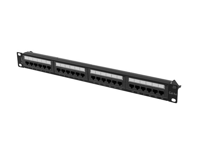 LANBERG PATCH PANEL 24 PORTŮ 1U 19" CAT.6A UTP ČERNÝ
