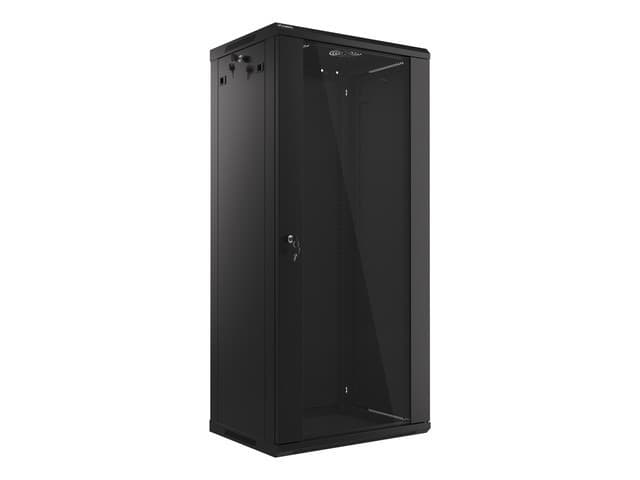 LANBERG RACKOVÁ SKŘÍŇ 19" NÁSTĚNNÁ 27U 600X450 (FLAT PACK) S PROSKLENÝMI DVEŘMI ČERNÁ V2