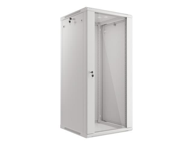 LANBERG RACKOVÁ SKŘÍŇ 19" NÁSTĚNNÁ 27U 600X600 (FLAT PACK) S PROSKLENÝMI DVEŘMI ŠEDÁ V2