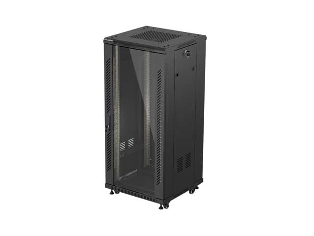 LANBERG 19" VOLNĚ STOJÍCÍ RACKOVÁ SKŘÍŇ 27U 600X600 (FLAT PACK) S PROSKLENÝMI DVEŘMI ČERNÁ