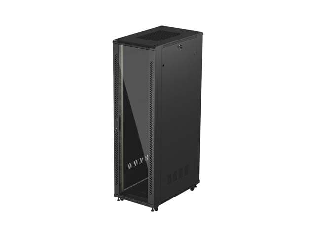 LANBERG INSTALAČNÍ SKŘÍŇOVÝ ROZVADĚČ 19" 42U 600X1000 ČERNÉ SKLENĚNÉ DVEŘE (PLOCHÉ BALENÍ)