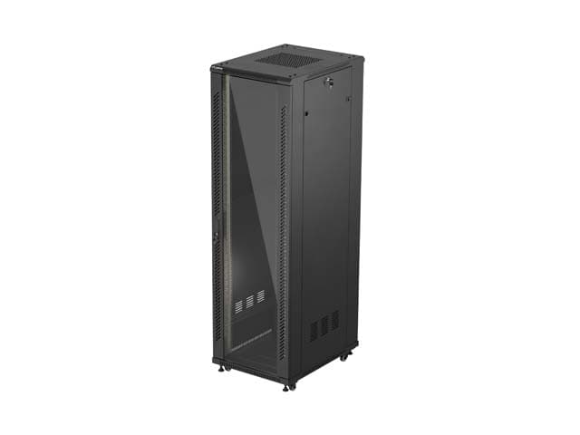 LANBERG 19" VOLNĚ STOJÍCÍ RACKOVÁ SKŘÍŇ 42U 600X800 (FLAT PACK) S PROSKLENÝMI DVEŘMI ČERNÁ
