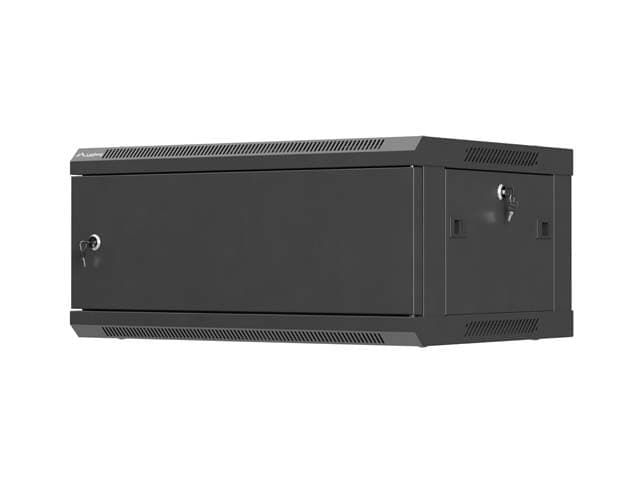 LANBERG  NÁSTĚNNÁ INSTALAČNÍ SKŘÍŇ 19" 4U 600X450 ČERNÉ KOVOVÉ DVEŘE (PLOCHÉ BALENÍ)