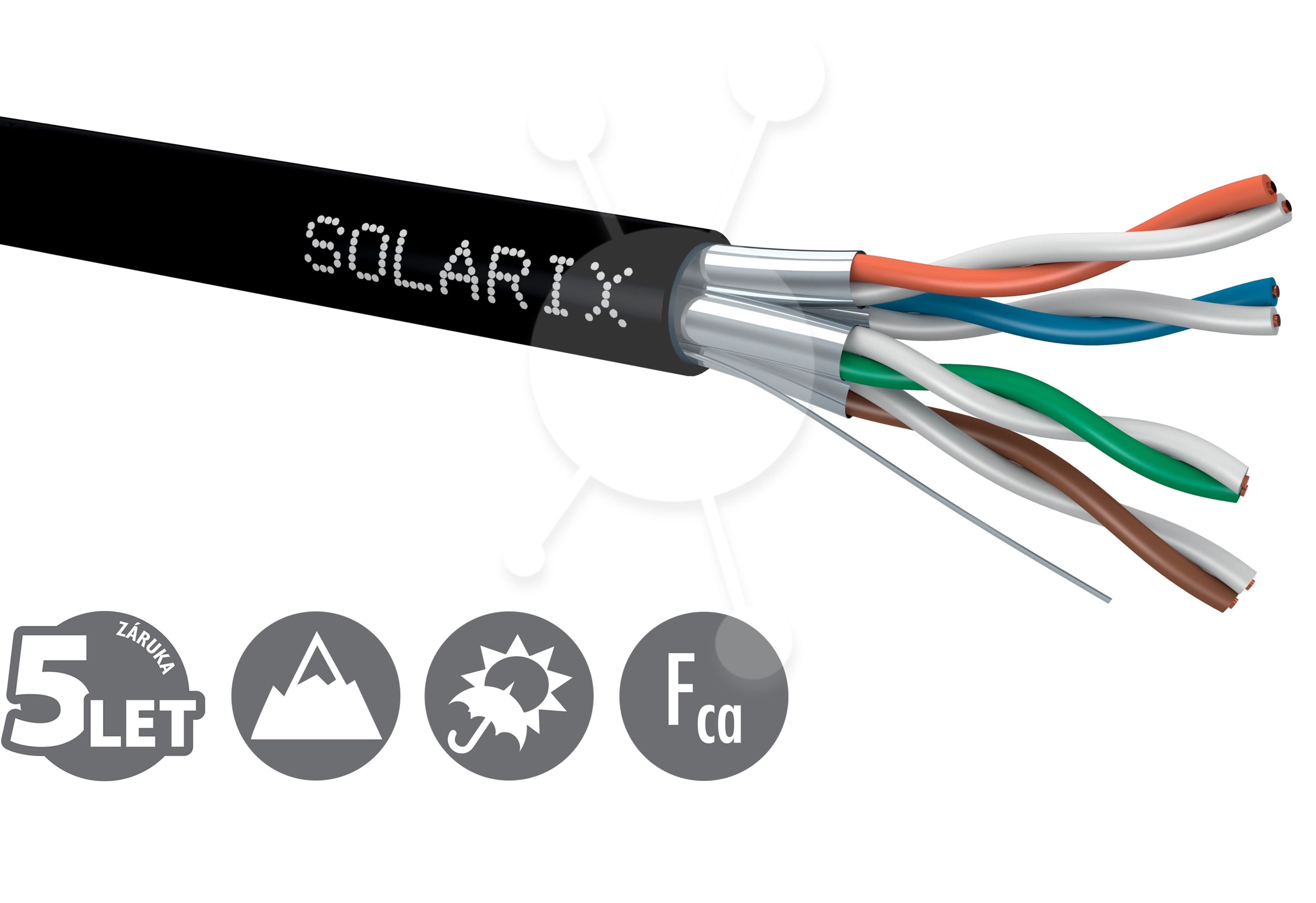 Instalační kabel Solarix CAT6A STP PE Fca 500m cívka venkovní SXKD-6A-STP-PE