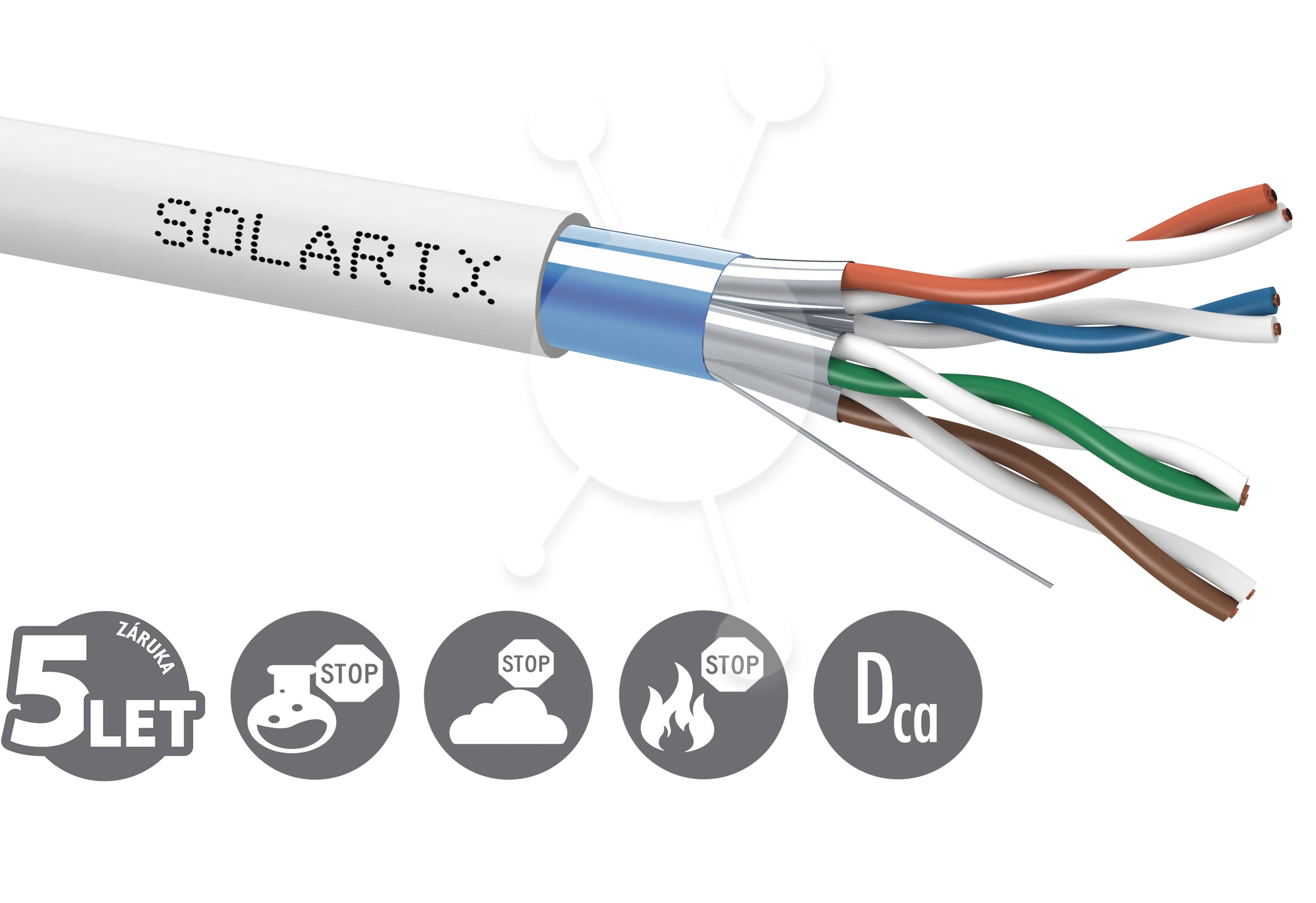 Instalační kabel Solarix CAT6A FFTP LSOH Dca-s2,d2,a1 500m cívka SXKD-6A-FFTP-LSOH