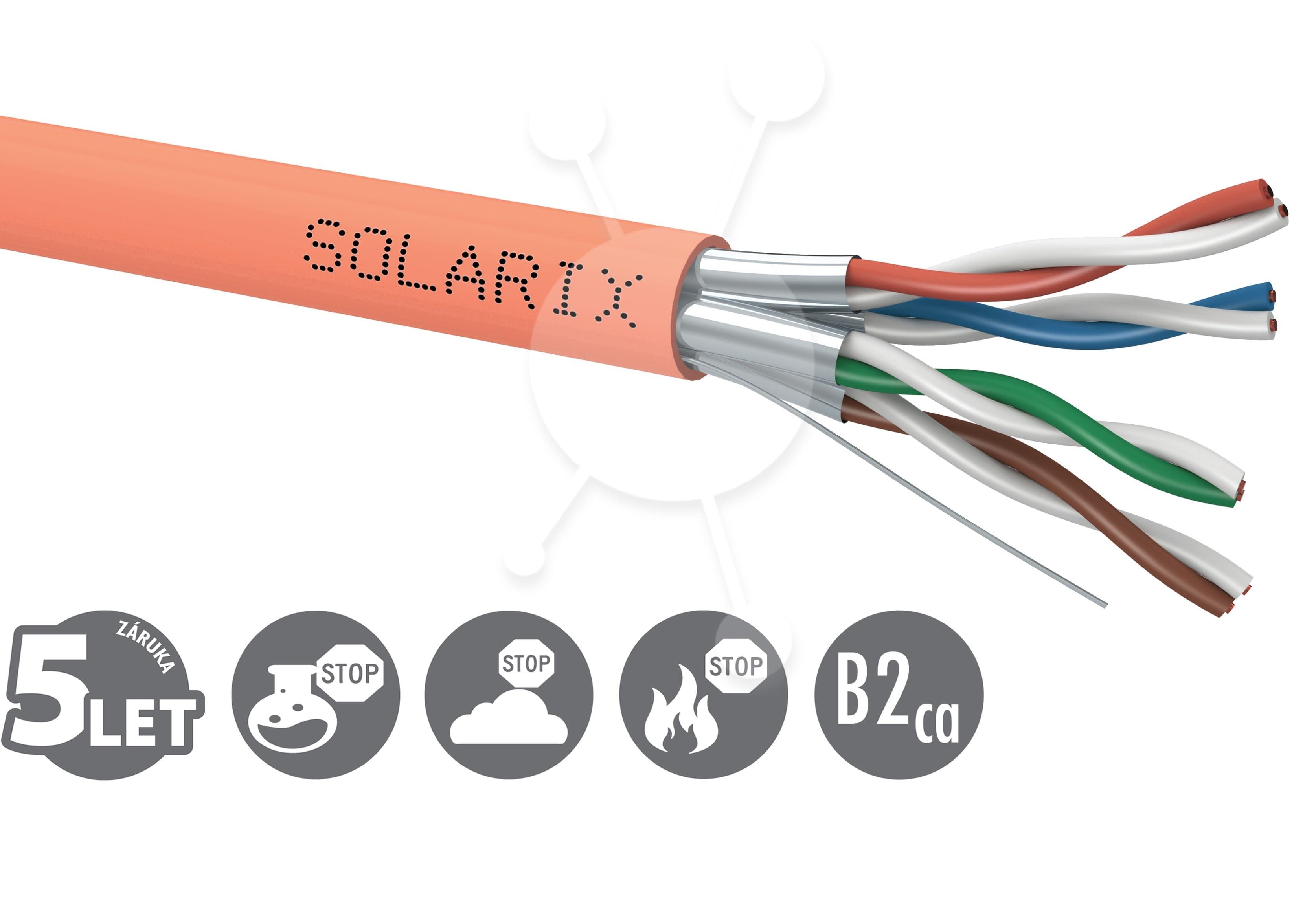 Instalacní kabel Solarix CAT6A STP LSOH B2ca-s1,d1,a1 500m cívka SXKD-6A-STP-LSOH-B2ca
