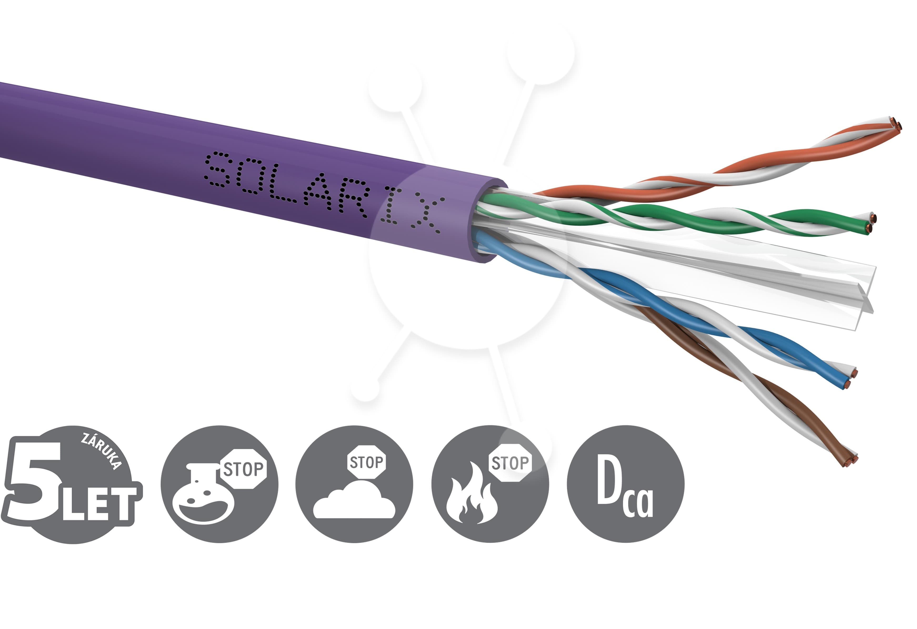Instalační kabel Solarix CAT6 UTP LSOH Dca-s2,d2,a1 100m box SXKD-6-UTP-LSOH