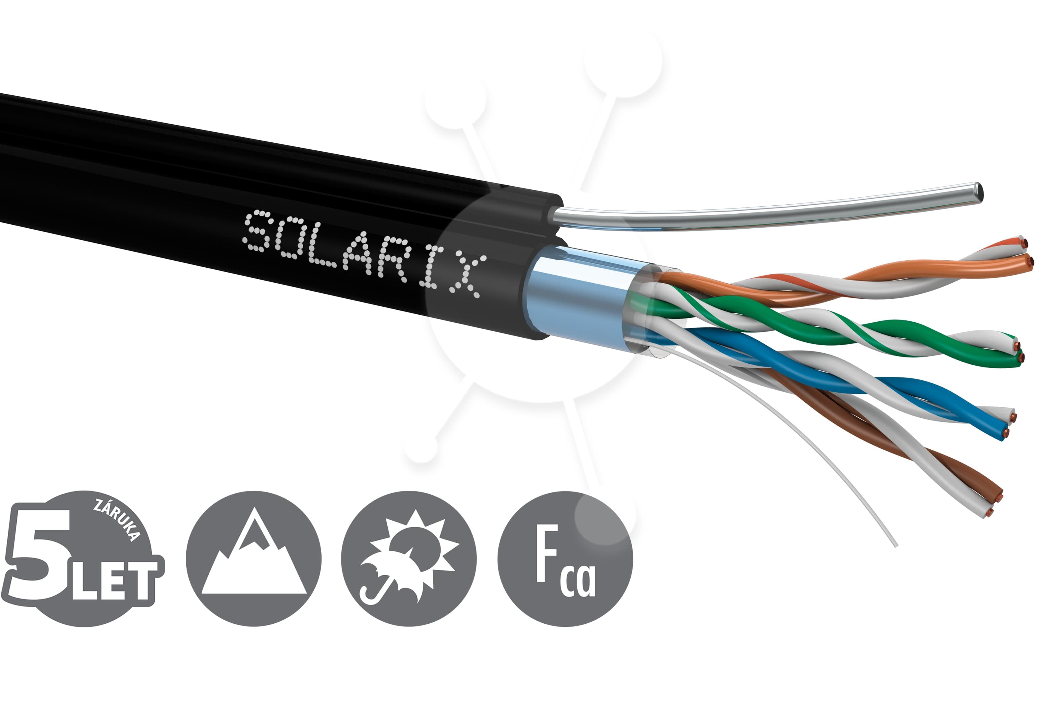 Instalační kabel Solarix CAT5E FTP PE Fca samonosný 305m cívka SXKD-5E-FTP-PE-SAM