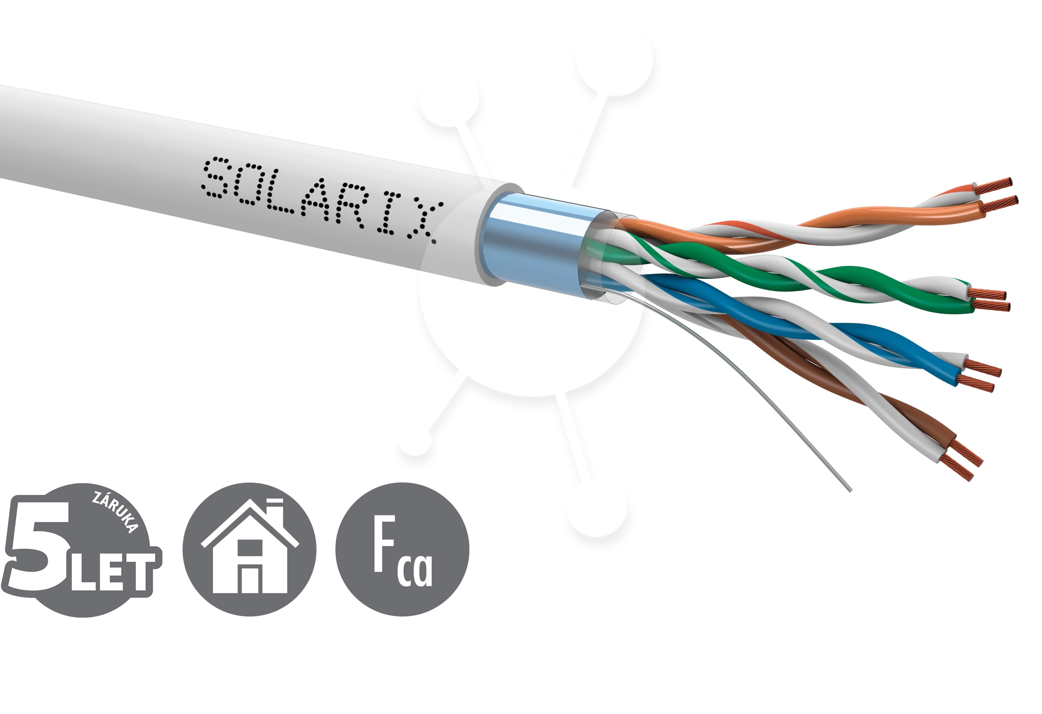 Kabel licna Solarix CAT5E FTP PVC šedý 305m box SXKL-5E-FTP-PVC