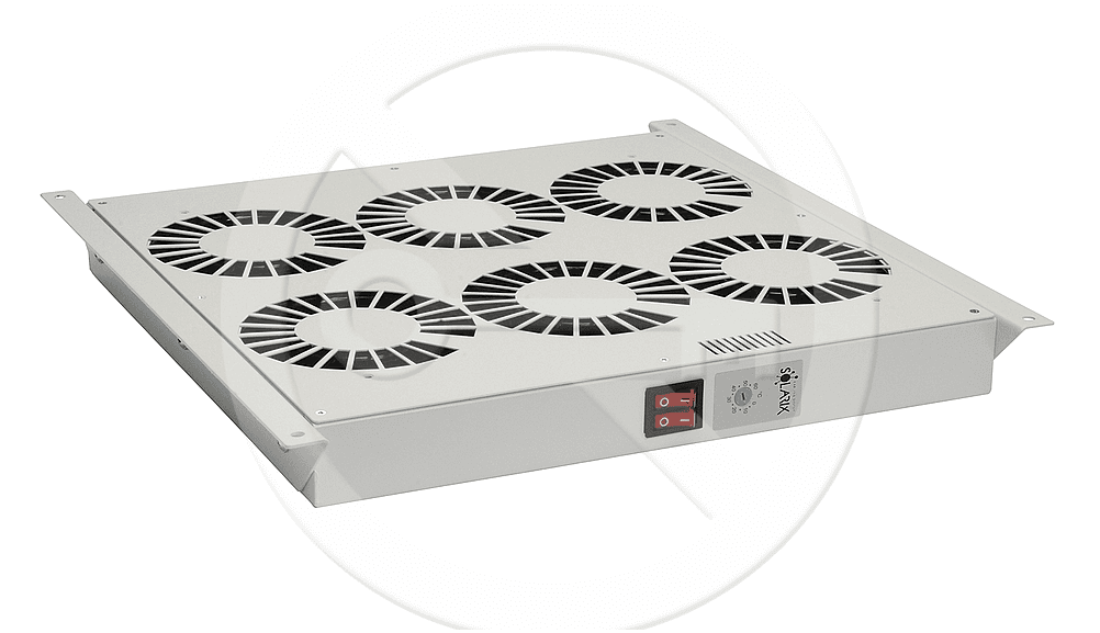 Ventilační jednotka 6 vent.,termostat, do stropu i dna VJ-R6, šedá