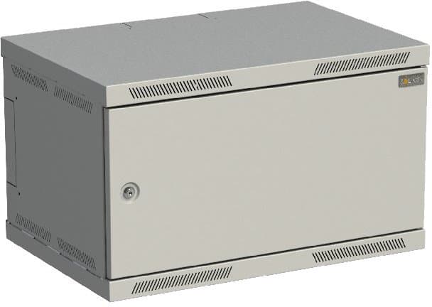 Rozvaděč nástěnný SENSA 6U 400mm, dveře plech, RAL 7035, SENSA-6U-64-21-G