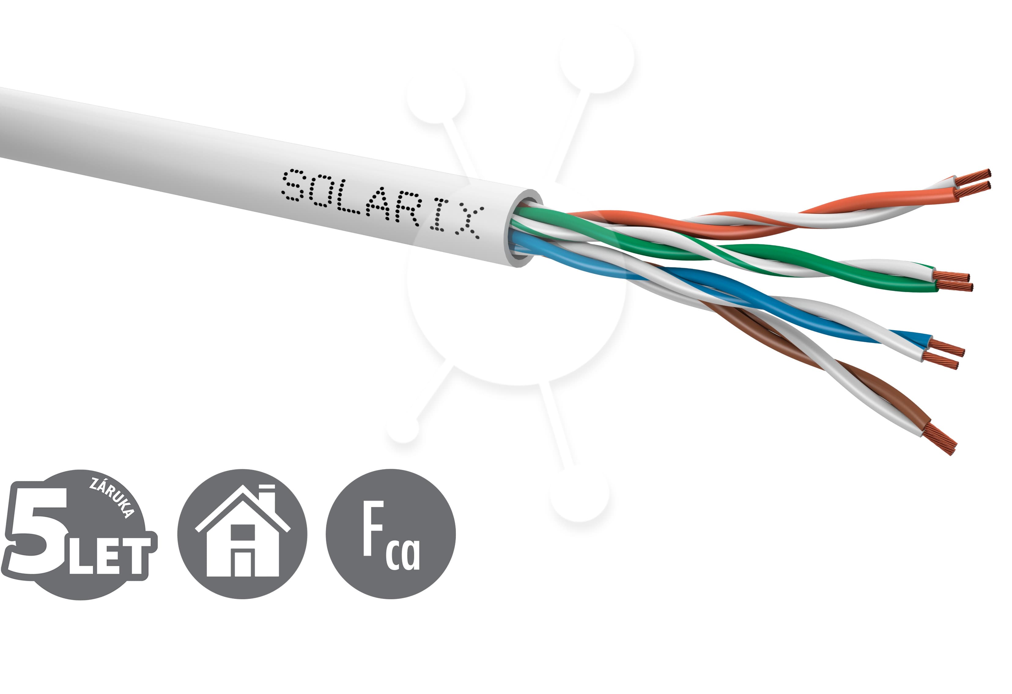 Kabel licna Solarix CAT5E UTP PVC šedý 305m box SXKL-5E-UTP-PVC