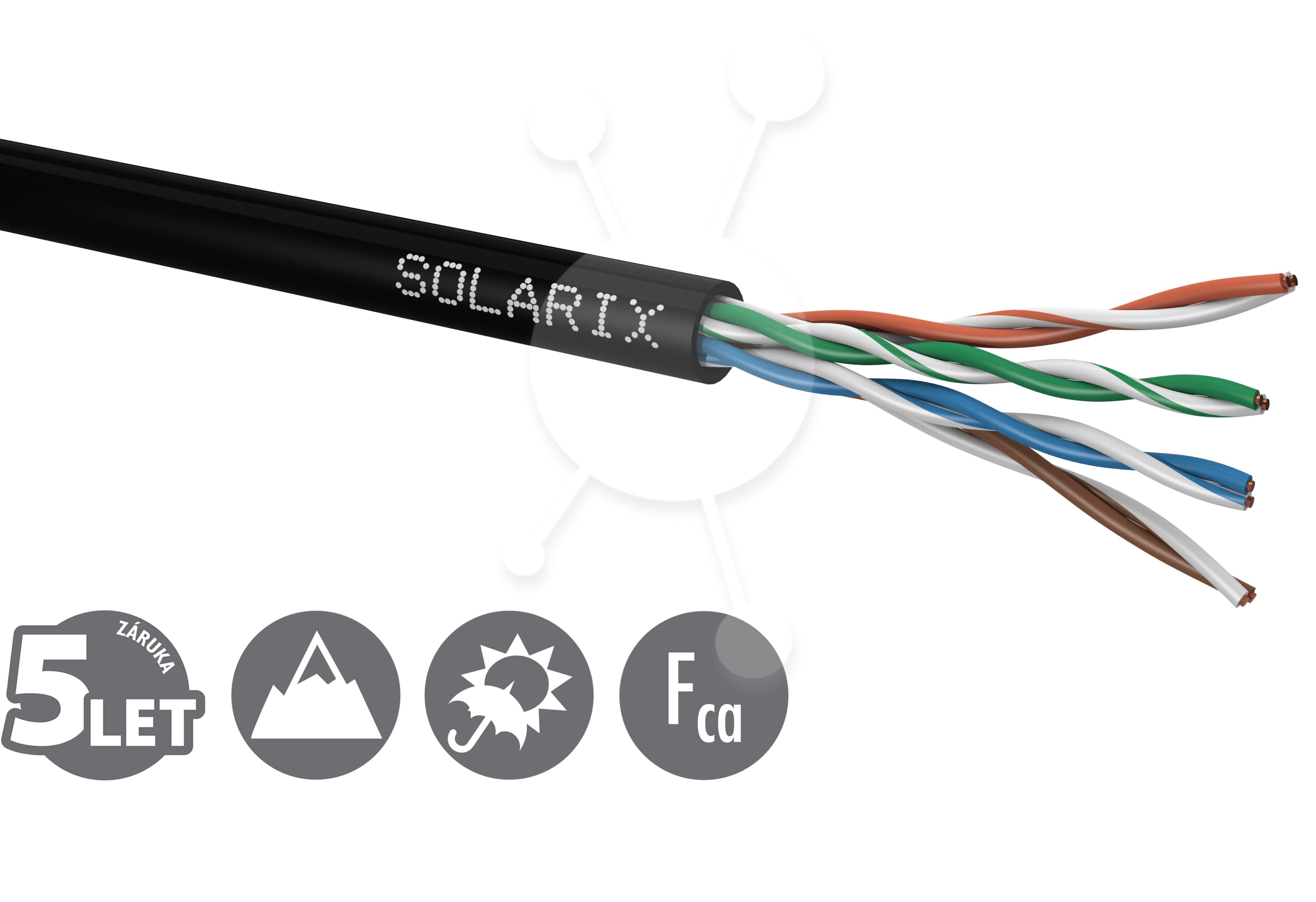 Instalační kabel Solarix CAT5E UTP PE Fca venkovní 100m box SXKD-5E-UTP-PE