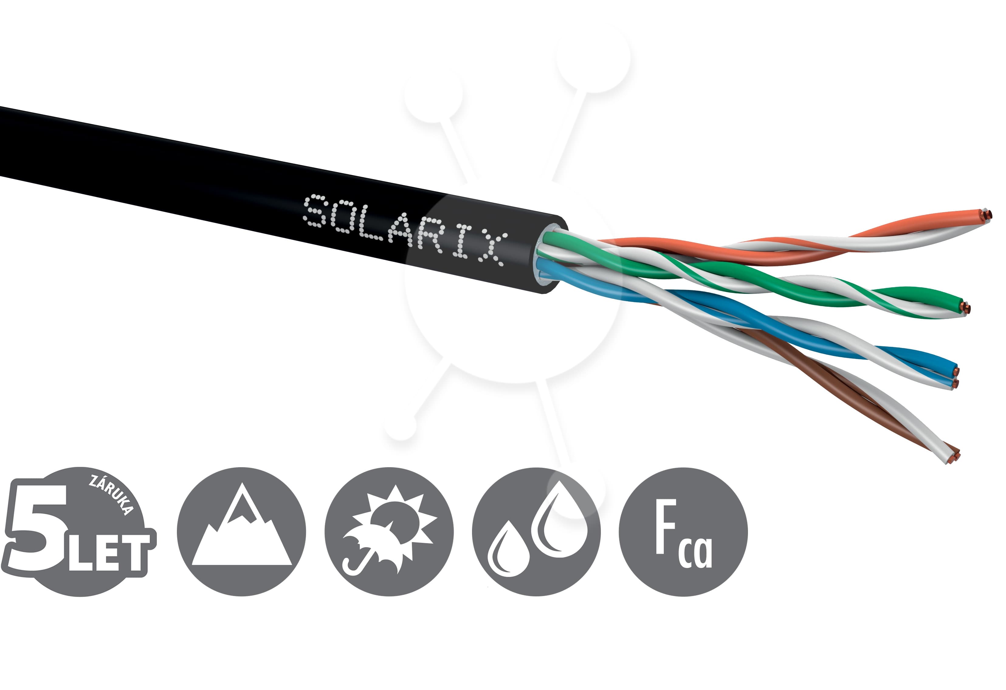 Instalační kabel Solarix CAT5E UTP PE Fca venkovní Gelový 305m box SXKD-5E-UTP-PEG