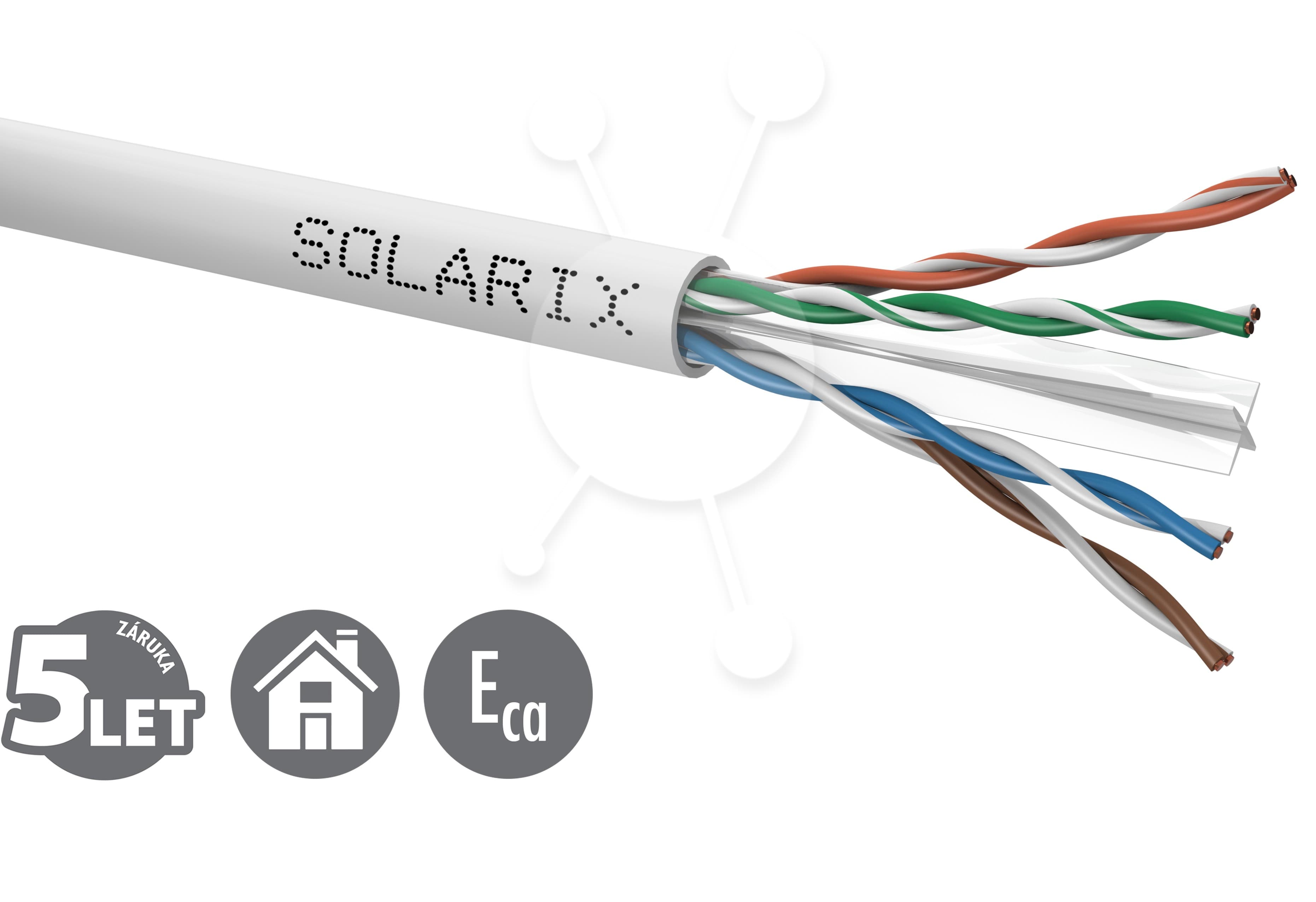 Instalační kabel Solarix CAT6 UTP PVC Eca 500m cívka SXKD-6-UTP-PVC