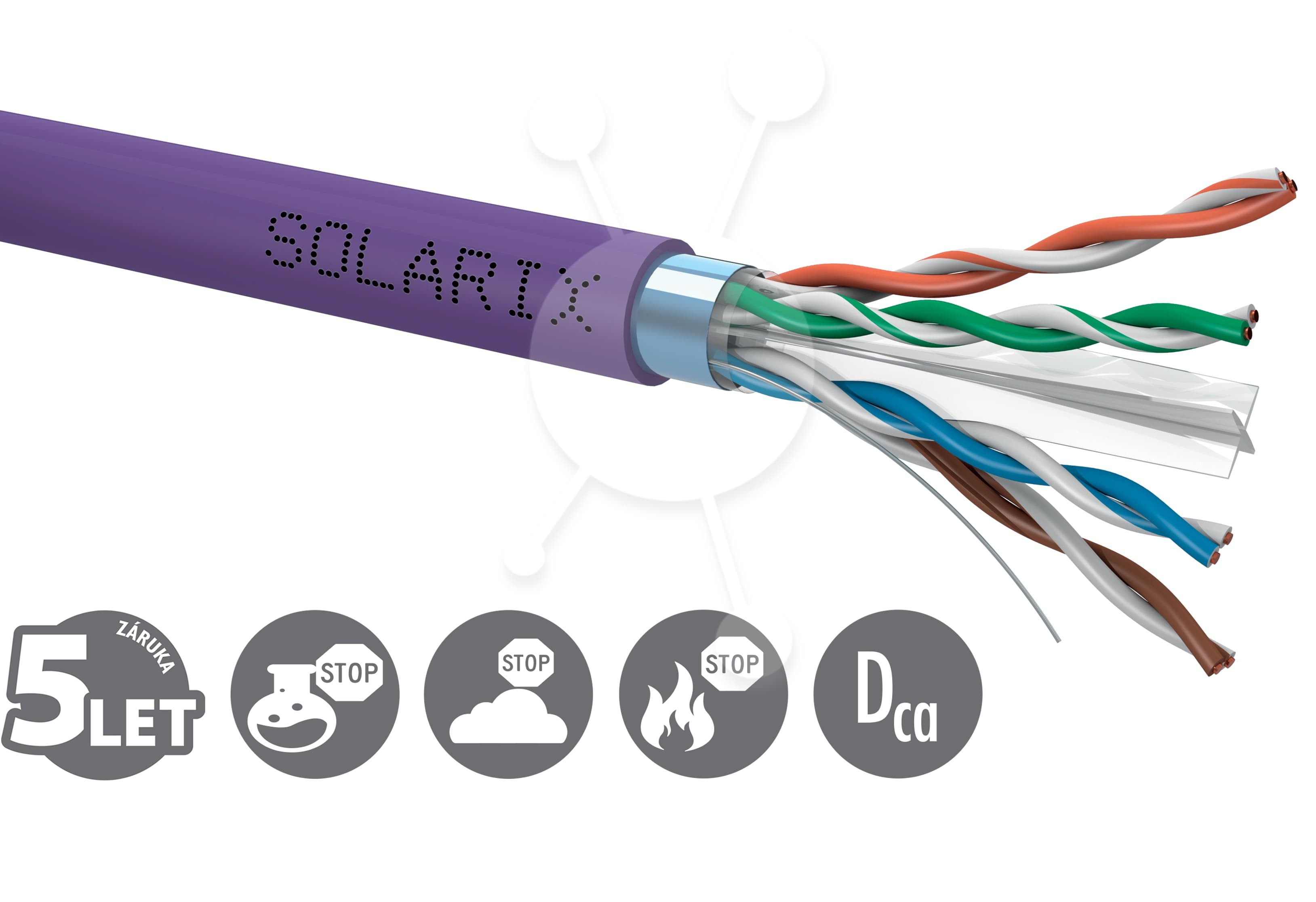 Instalační kabel Solarix CAT6 FTP LSOH Dca-s2,d2,a1 500m cívka SXKD-6-FTP-LSOH