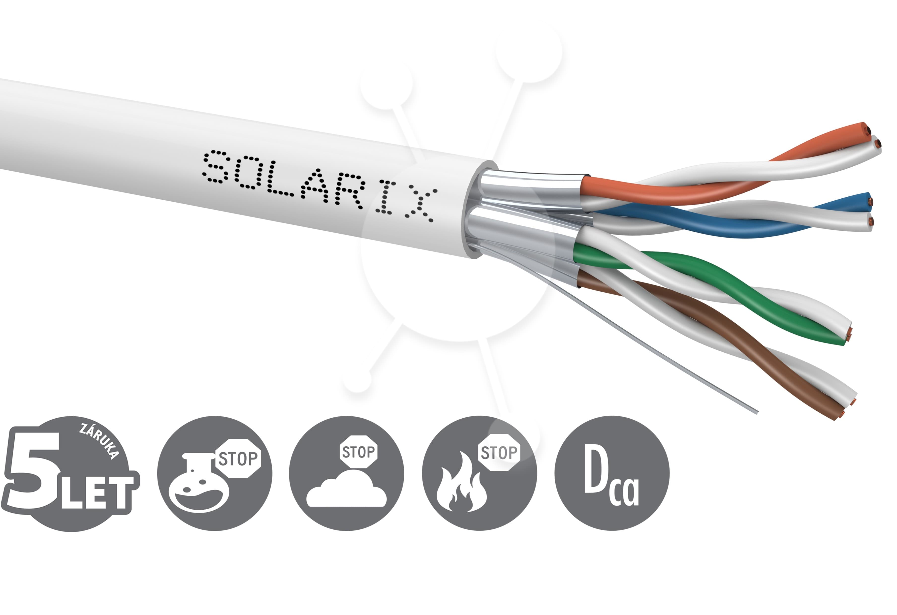 Instalační kabel Solarix CAT6A STP LSOH Dca-s1,d2,a1 500m cívka SXKD-6A-STP-LSOH