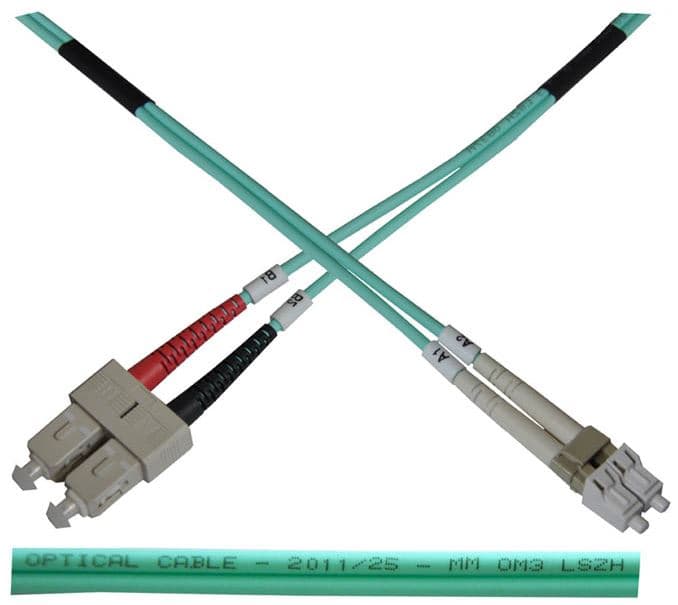 Optický patch kabel duplex LC-SC 50 125 MM 1m OM3
