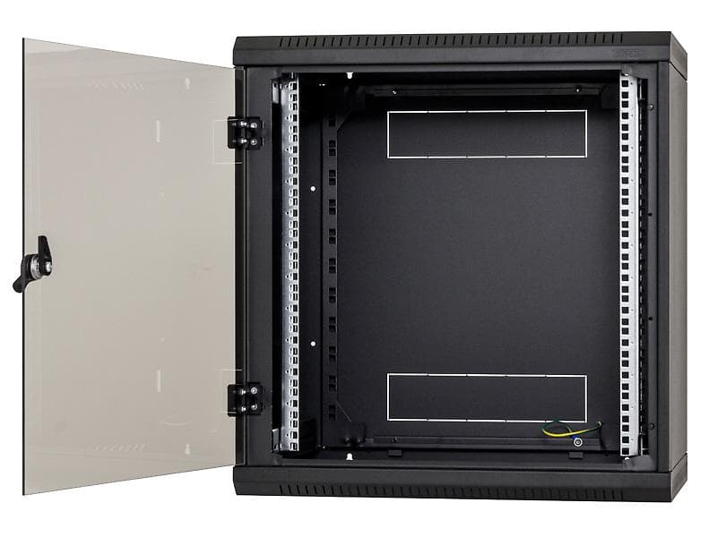Nástěn.rack jednodílný 18U 495mm plech.dveře černý