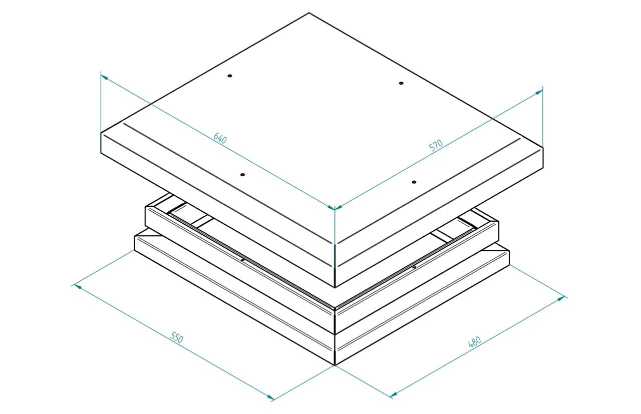 Kryt ventilační jednotky IP5X, montáž na redukci RAL7035
