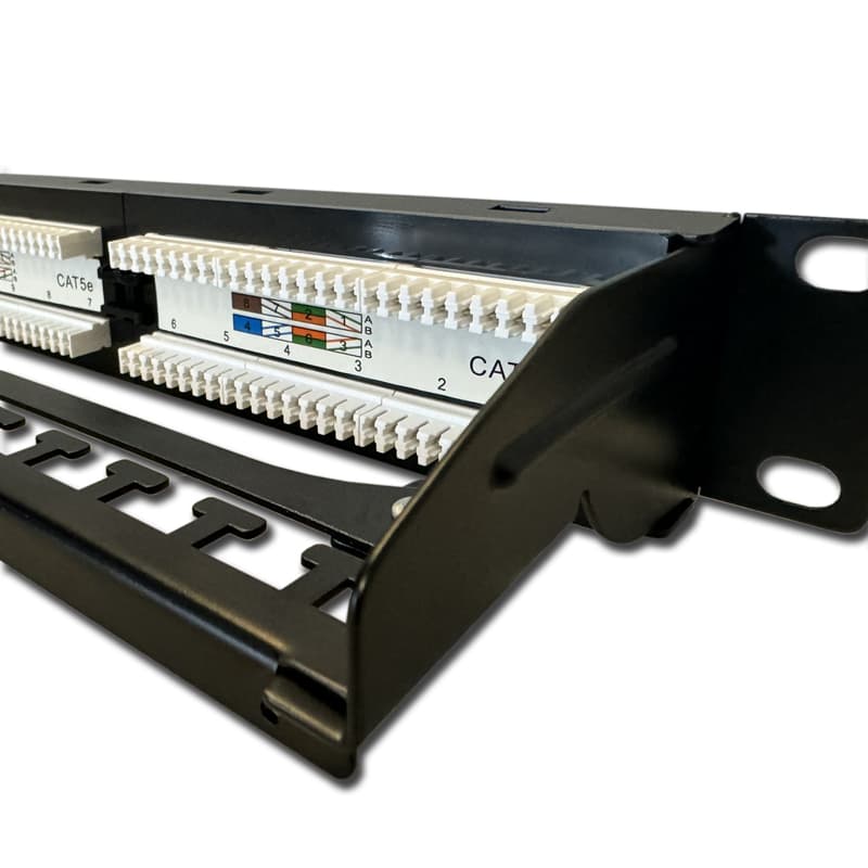DATACOM Patch panel 19" UTP 24 port CAT5E DUAL 1U BK (4x6p) vyvazovací lišta