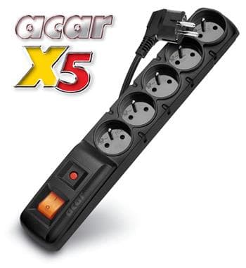 Rozvodný panel ACAR X5 3m 5x220V černý+přep.ochr