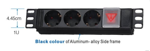 10" napájecí panel OC 3x230V-2m PPO Black