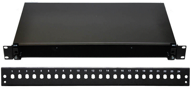 19" Optická vana  24xST černá, aret. plast. klipem