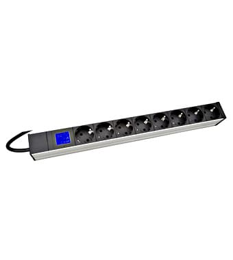 PDU IT METER, integr.merení, 8x Schuko,Al ,19", 1U, RAL 7035