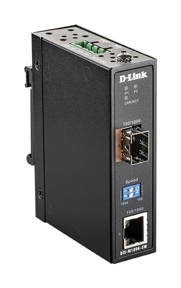 D-Link DIS-M100G-SW 10 100 1000 Mbps to SFP Industrial Media Converter