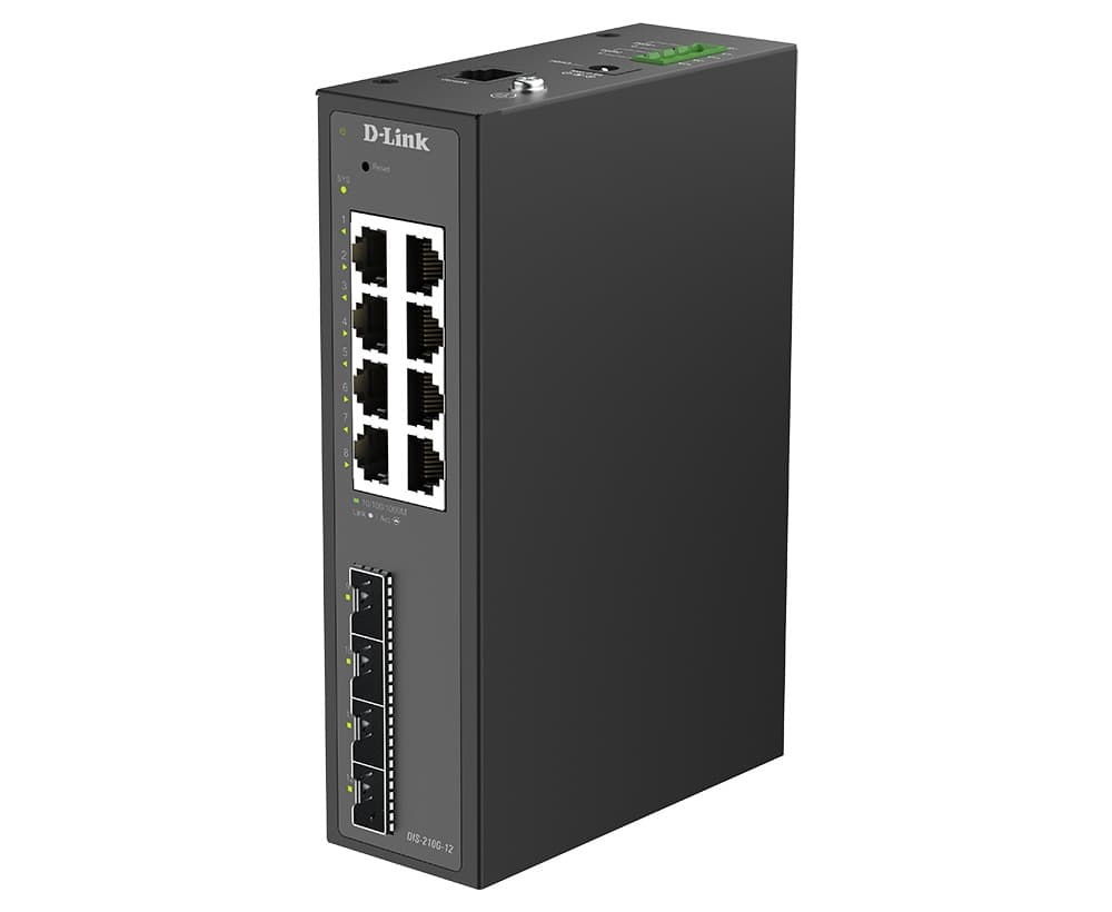 D-Link DIS-210G-12 12-Port Gigabit Industrial Smart Managed Switch with 4 x SFP Ports