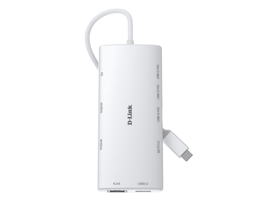 D-Link 10-in-1 USB-C Hub with HDMI x2 USB-C x2, USB A x2 Ethernet Card Reader Power Delivery