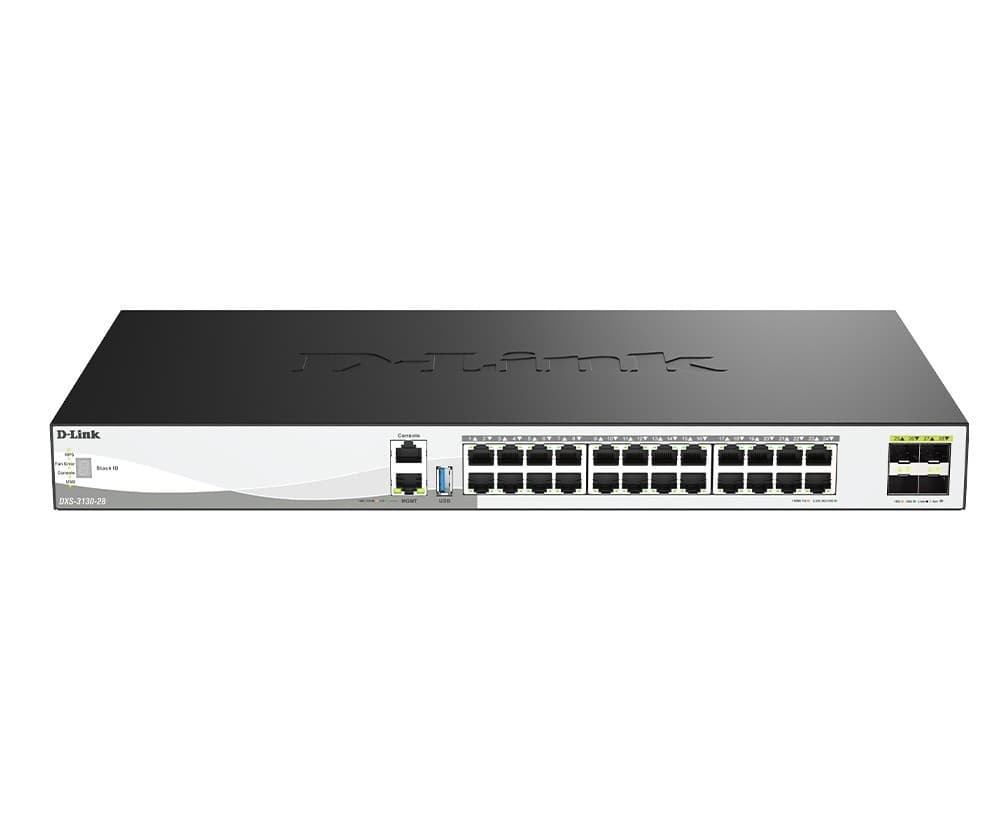 D-Link DXS-3130-28 E 28-Port 10G Multi-Gigabit Layer 3 Stackable Managed Switch with 25G Uplinks