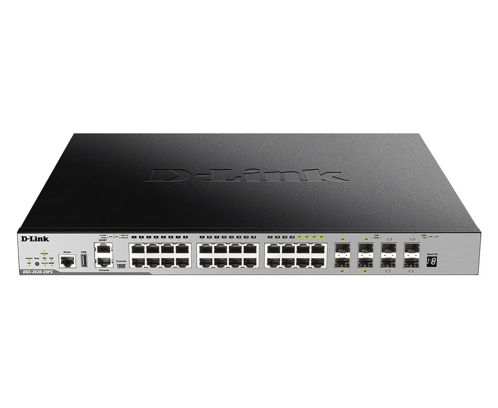 D-Link DGS-3630-28PC SI E switch 24Gb PoE, 4x10G SFP+