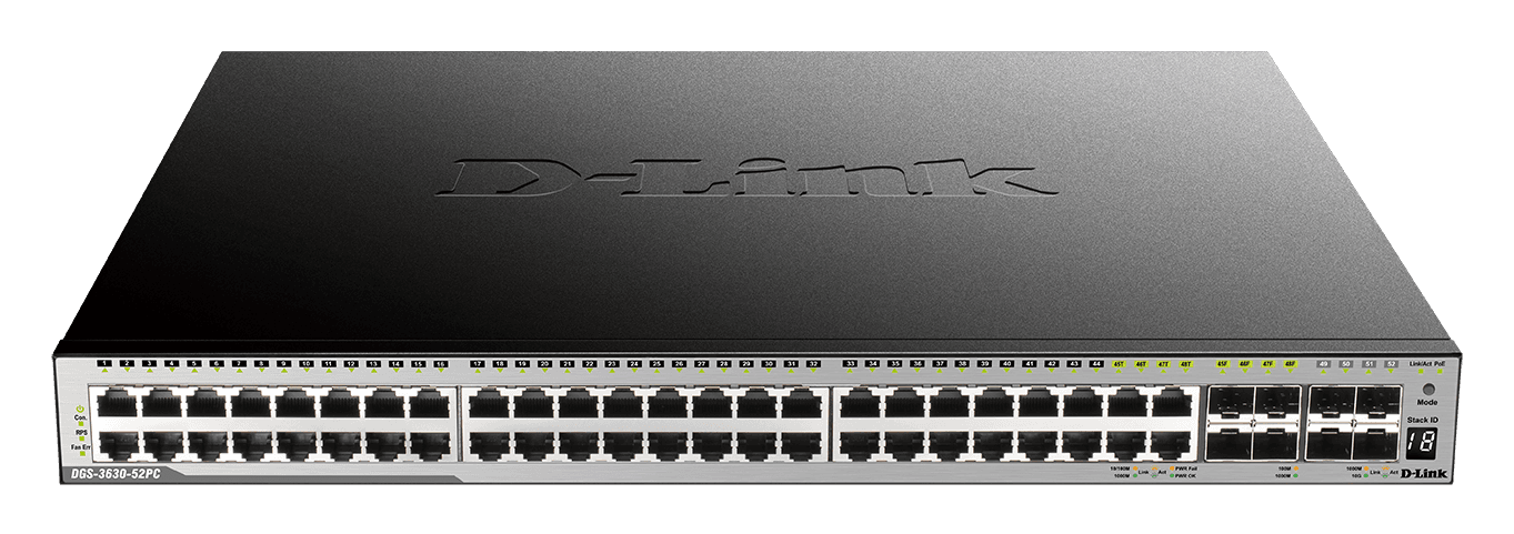 D-Link DGS-3630-52PC SI L3 sw 48Gb PoE, 4x10G SFP+