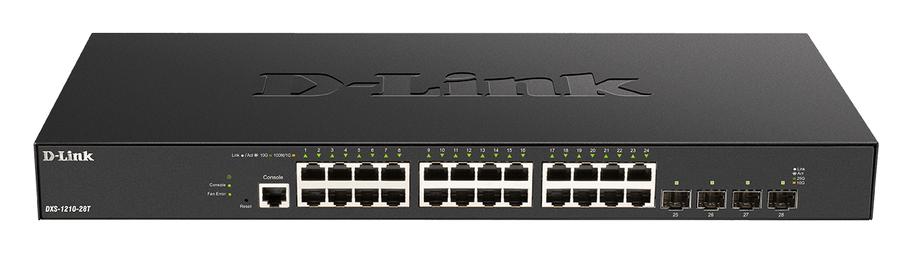 D-Link DXS-1210-28T 24 x 10G Base-T ports + 4 x 10G 25G SFP28 ports Smart Managed Switch