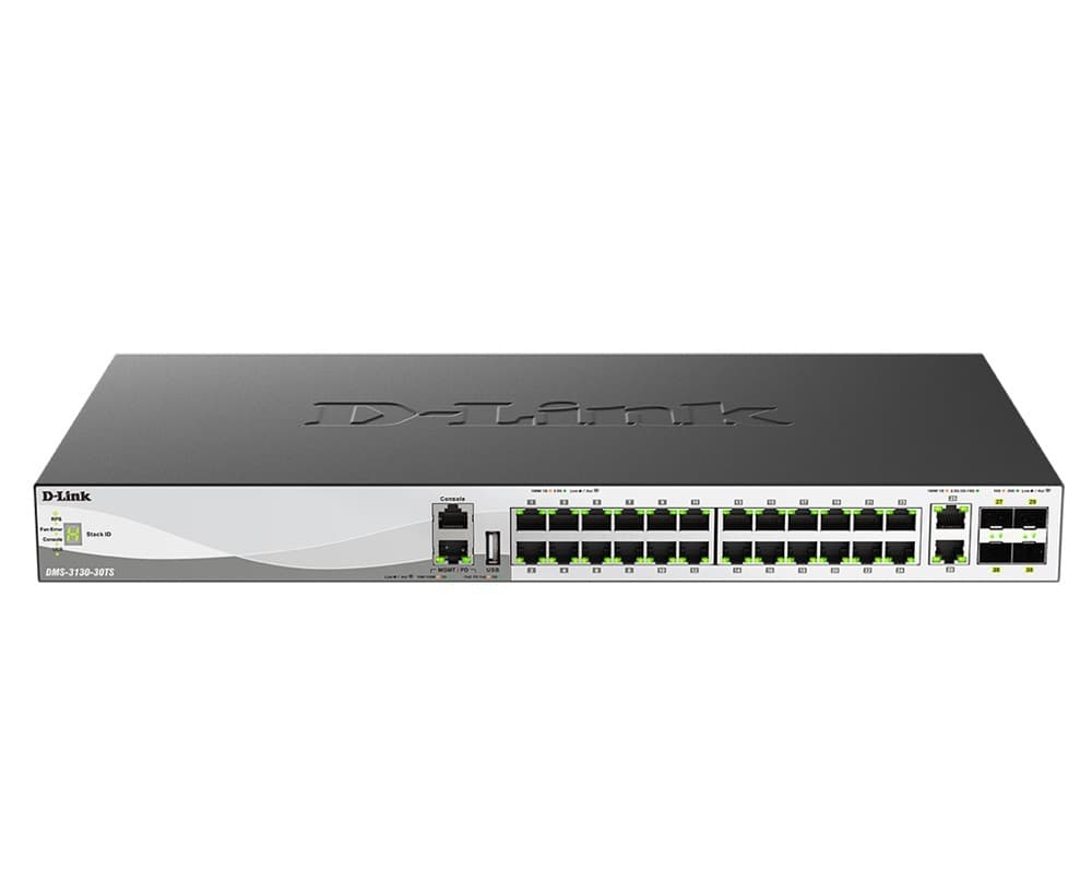 D-Link DMS-3130-30TS E L3 Stck. Mng. switch 24x 2,5GBASE-T, 2x 10GBASE-T, 4x 25G SFP28