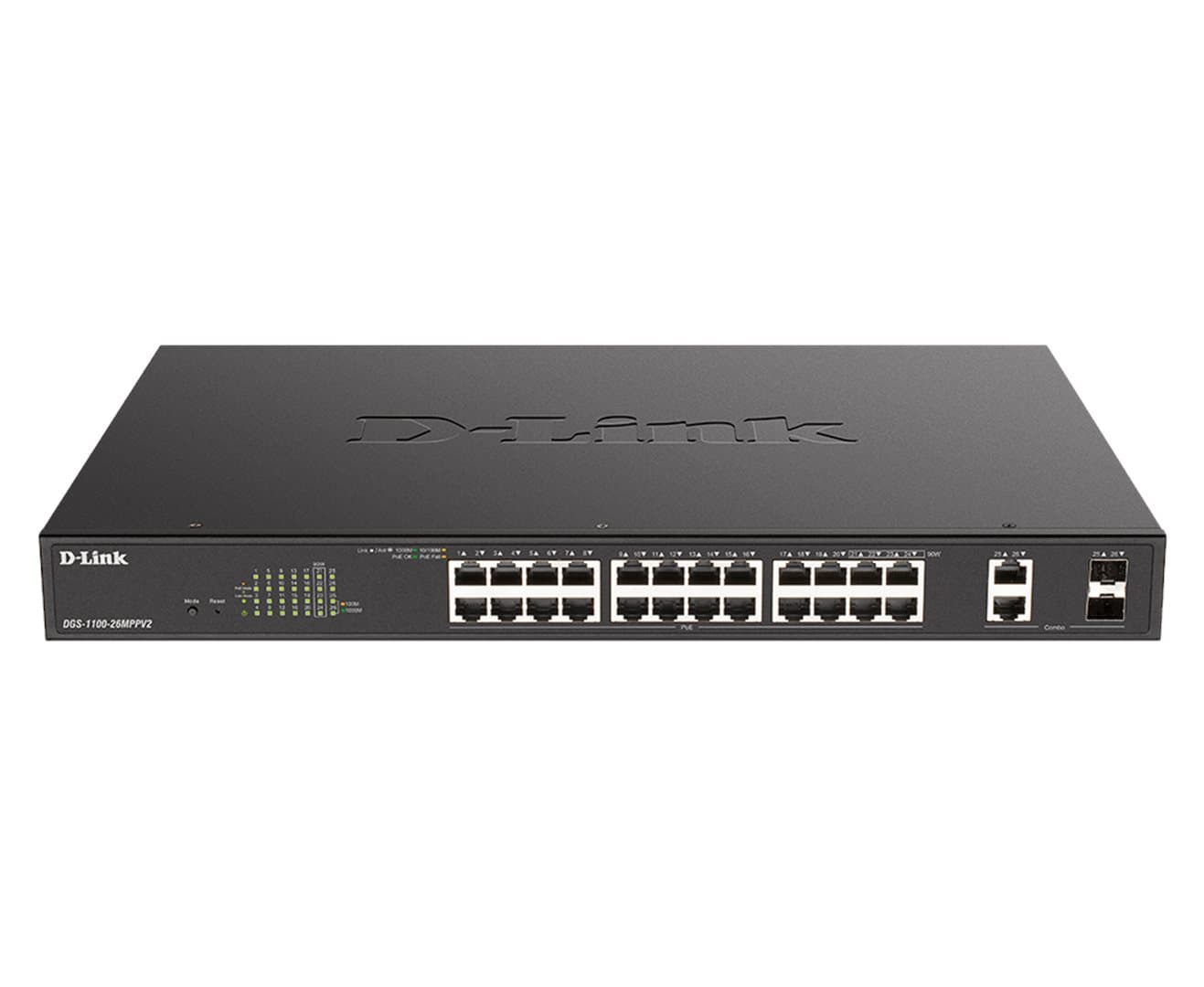 D-Link DGS-1100-26MPV2 E26-Port PoE+ Gigabit Smart Man. Switch, 370W