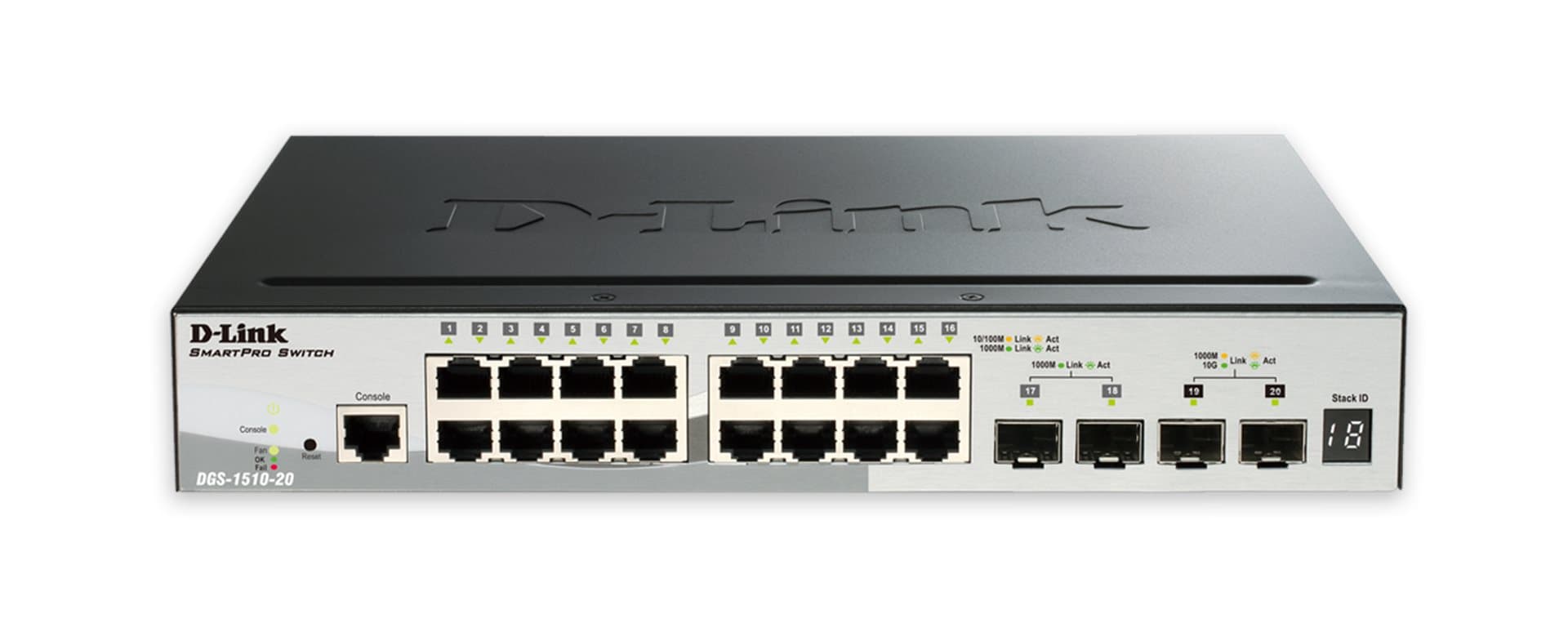 D-Link DGS-1510-20, 20-Port Gigabit Stackable SmartPro Switch, 2x SFP, 2x 10G SFP+